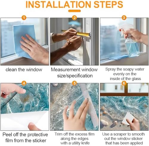 Cmialusie Seashell Beach Window Film 17.3 x 39.3 Inch Cling - Image 6