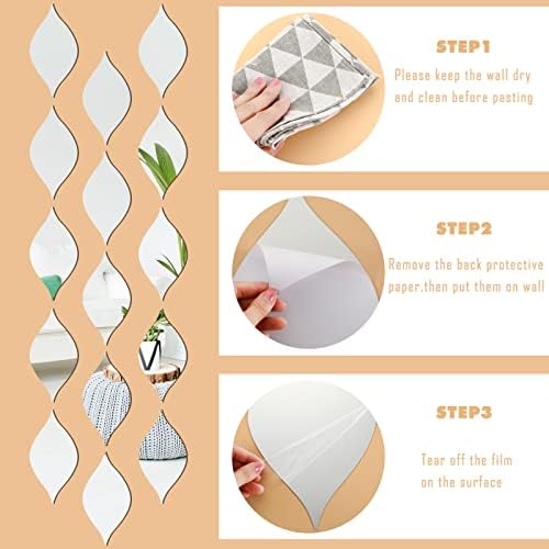 Amyhill 15 Pack Teardop Mirror Stickers Decor, Teardrop, Silver - Image 4