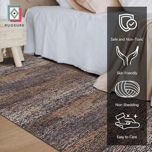 RUGSURE Washable Area Rug - 1/6 Thick - Stain & Water Resistant Non-Slip - Resistant Rug for Living Room, Bedroom, Nursery, Pet & Child Friendly, Vintage Charm Area Rugs (Rust, 2'6'' x 8') - Image 2