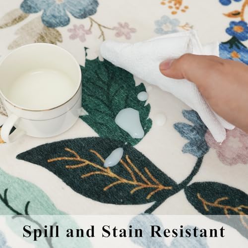Washable 3x6 Hallway Runner Rug: Floral Scalloped Soft Runners for Entryway Kitchen Nursery Non Slip Bathroom Laundry Floor Mat Water Resistant Light Weight Carpet for Living Room Bedroom (3x6,Cream) - Image 5