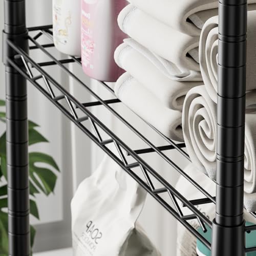 SINGAYE 5 Shelves Storage Wire Shelf Closet Metal Shelving Pantry Wheels - Image 6