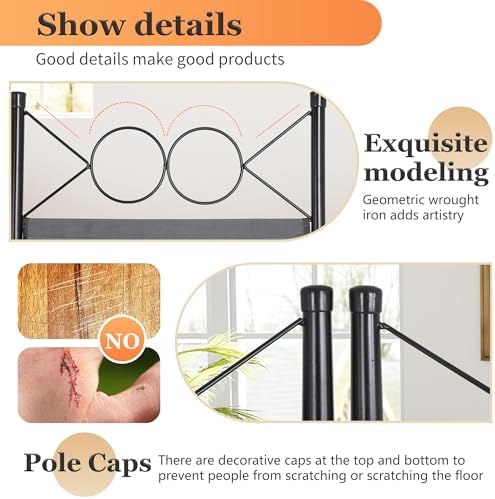 FDW 4-Panel Folding Room Divider | 6ft, Light Grey | Light & Portable - Image 3