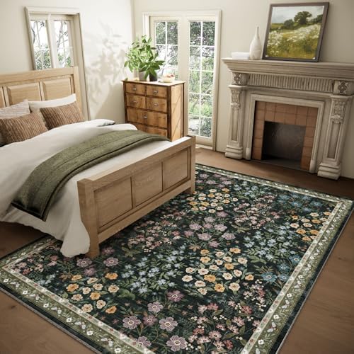 Machine Washable Living Room Rug: 5x7 Area Rugs for Bedroom Non Slip Low Pile Soft Stain Resistant Lightweight Carpet Rugs for Living Room Entryway Kitchen Dining Room Farmhouse Kids Room Nursery - Image 2