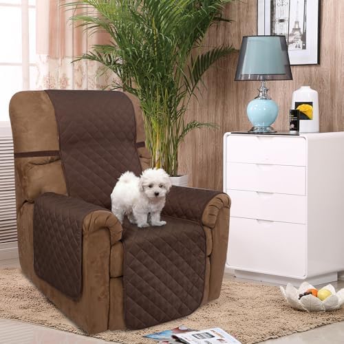 U-NICE HOME Reversible 23''Recliner Small Chair Cover, Coffee/Beige - Image 2