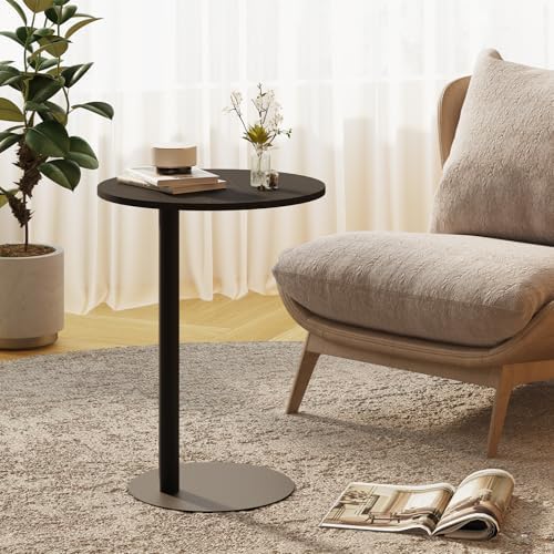 C Shaped End Table, Modern Round Side Table for Couch (Black,14.5") - Image 5