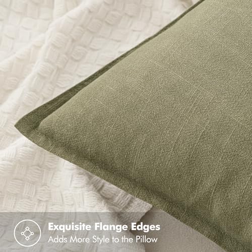 MIULEE Decorative Linen Pillow Covers 16x16 Inch Light Olive Green - Image 2