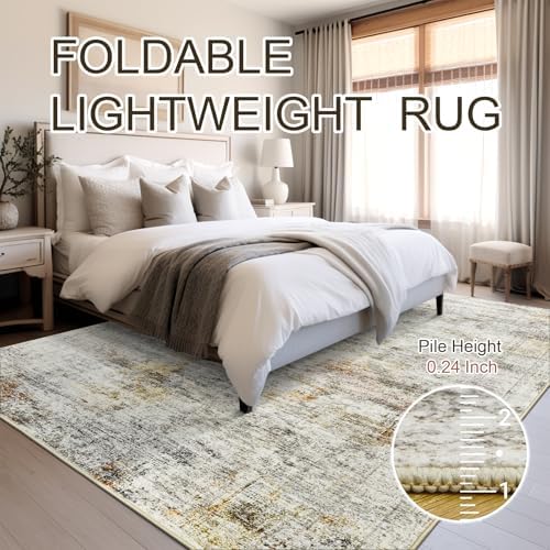 Soalmost 9x12 Area Rugs for Living Room Washable Rug Non-Slip Grey/Rust - Image 6