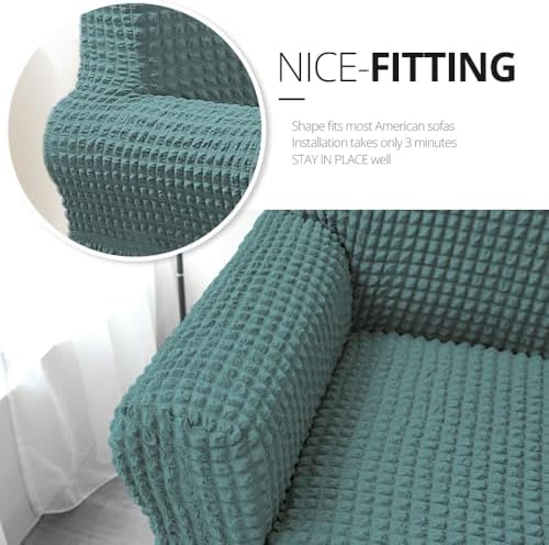 NICEEC Sofa Covers Sage Couch Cover Stretch Sofa Slipcovers with Skirt - Image 3