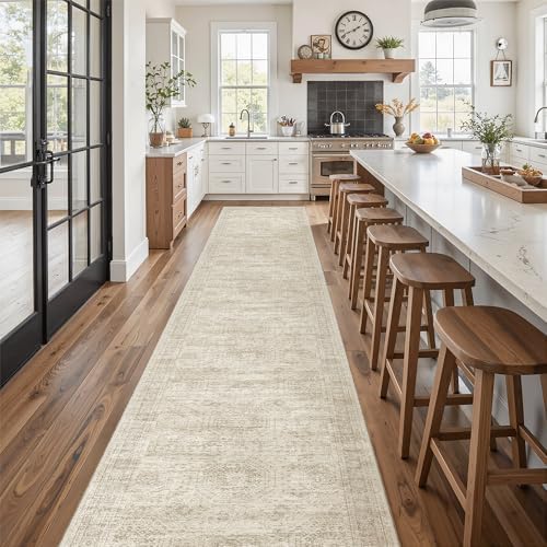 Soalmost Hallway Runner Rug 2'6" x 14' Washable Long Kitchen Rugs Beige - Image 2