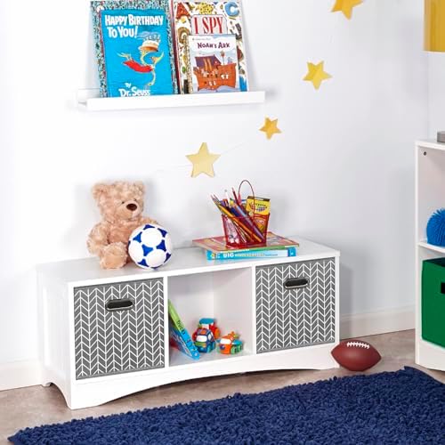 Black Foldable Storage Cubes Bins, Fabric Storage Box Cubes Organizer Baskets with Dual Handles for Home Organizer,Set of 3,(Grey Wave) - Image 5
