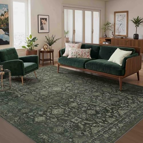 Rugxara Area Rugs 5x7 Washable Rug for Living Room Bedroom, Vintage Green by Rugxara