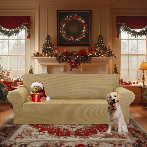 KEKUOU Stretch Oversized Couch Covers for Sofa Slipcover,Tan - Image 2