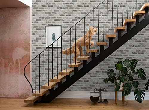 Guvana 17.3"×197" Brick Peel and Stick Wallpaper Grey Brown 3D Self Adhesive Wall Paper Removable Contact Paper Brick Textured Vintage Wallpaper Decorative Wall Classroom Covering | Grey Brown Removable Contact Paper Brick Textured Vintage Wallpaper De... - Image 4