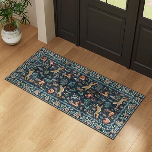 DUKINO 2x4 Rug for Entryway, Animal Washable Rug for Kitchen, Navy Blue - Image 4