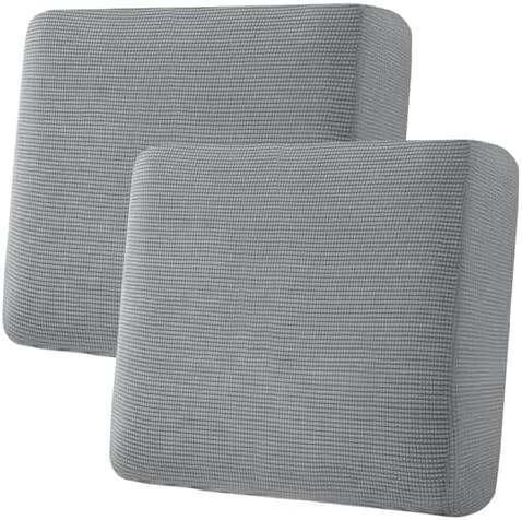 H.VERSAILTEX Super Stretch Individual Seat Sofa Covers Slipcover Sets Thick Jacquard Textured Twill Fabric (2 Piece Large Sofa Cushion Covers, Dove) by HVERSAILTEX