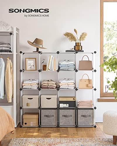 SONGMICS 16 Cube Storage Organizer，Plastic stackable cube shelf - Image 2