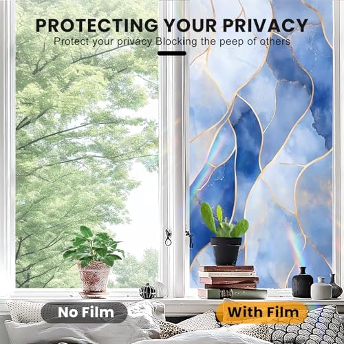 Stained Glass Window Privacy Film Static Cling - Rainbow Glass Decorative Sun Blocking Window Covering, Non-Adhesive Removable Stickers for Home & Office, 17.5" x 39.3" - Image 5