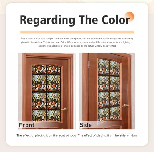 Window UV Protection Rainbow Privacy Film:Non-Adhesive Static Cling Decorative Window Film with Installation Tools,Stained Glass Window Film for Kitchen,Bathroom,and Shower Doors,16.9 x 78.7 inches. - Image 3