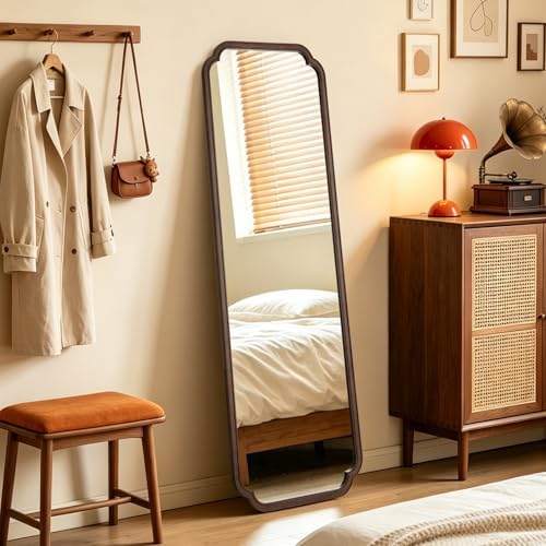 WallBeyond Full Length Mirror Wall Mounted 65"x22", Rustic Wooden Frame Floor Mirror, Large Full Body Mirror for Bedroom, Leaning or Hanging Against Wall (Walnut Solid Wood) - Image 3