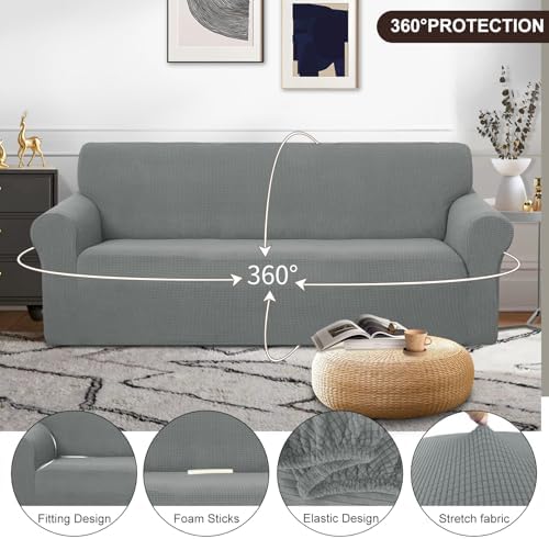 U-NICE HOME Oversized Stretch Couch Cover Slipcover, Grey - Image 3