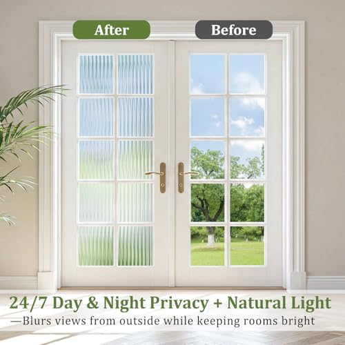 Beautyhero Adhesive Reeded Glass Window Film 3D Fluted Privacy 29.5x157.4'' - Image 2