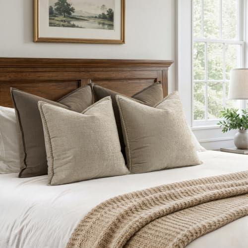 MIULEE Decorative Couch Throw Pillow Covers 20x20 Inch Light Taupe 2 Pack - Image 6