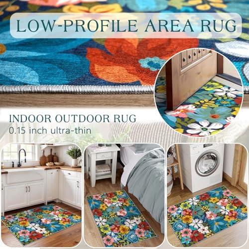 Front Door Mat Outside Entrance - 2x3 Colorful Botanical Floral Rug - Image 5