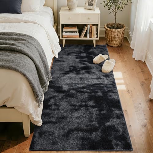 2x8 Tie-dye Dark Grey Runner Rug Non-Slip Washable for Hallway Kitchen - Image 2