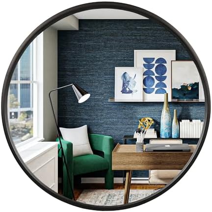 WallBeyond Black Round Wood Mirror 24 inch Circle Wall Mirror for Bathroom Round Wall Mirror for Wall Decor, Vanity, Entryway Living Room by WallBeyond