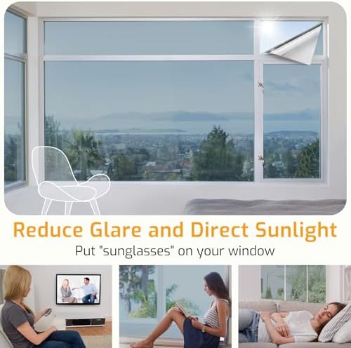 LUTE One Way Window Tint for Home, Window Privacy Film, Silver - Image 5