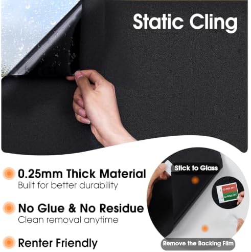 Coavas Blackout Window Film 100% Light Blocking, Static Cling, 17.5"x78.7" - Image 5