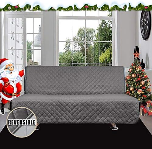 Easy-Going Reversible Couch Cover, Large Futon Sofa, Gray/Light Gray - Image 2