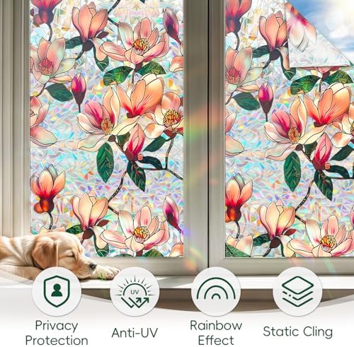 DUOFIRE Stained Glass Window Film, Window Privacy Film, 16.92" x 39.37" - Image 5