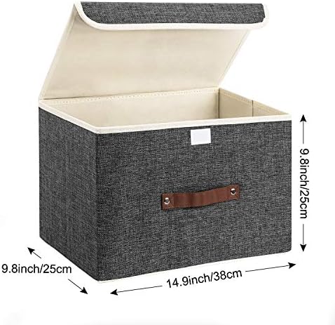 TYEERS Foldable Storage Boxes with Lids 5 Pack Fabric Storage Bins with Lids, Closet Organizers for Clothes Storage, Room Organization, Office Storage, Toys - Black - Image 2