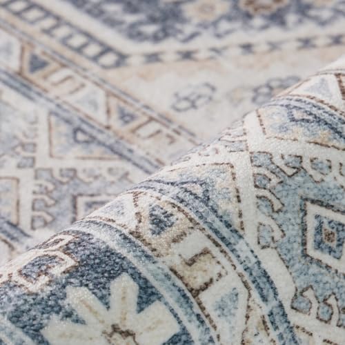 Ksrau 10x14 Area Rug Washable Vintage: Non Slip Living Room Large Rugs Blue - Image 7