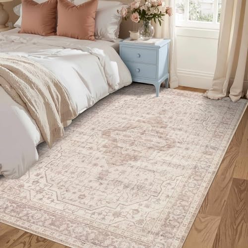 Rugxara 3x5 Entryway Rug,Pink Vintage Boho Bedroom Area Rug - Image 2