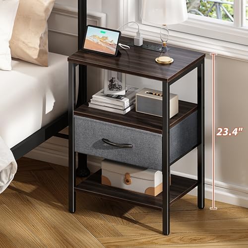 SUPERJARE Nightstand Set of 2 with Charging Station, USB-C Port, End Tables - Image 4