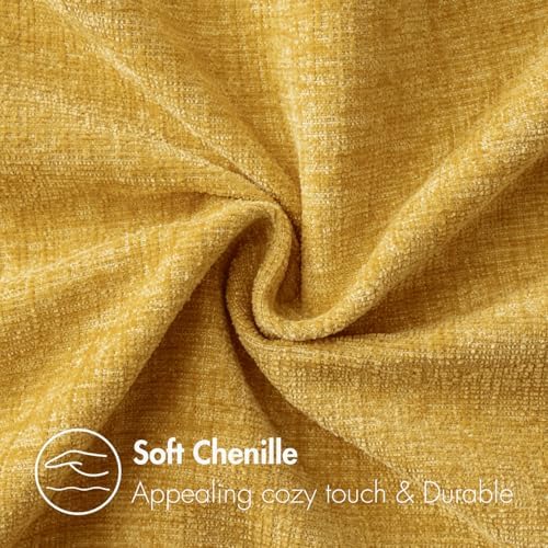 MIULEE Soft Chenille Throw Pillow Covers Mustard Yellow 18x18 Pack of 2 - Image 2