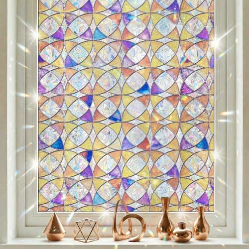ADD.HERES Rainbow Window Privacy Film, Stained Glass Cling, 17.5" x 78.7" by ADDHERES