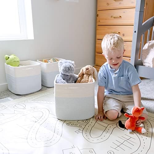 NaturalCozy Storage Cubes 11 Inch Cotton Rope Woven Baskets for Organizing, 3-Pack | Cube Storage Bin | Square Storage Baskets for Shelves Organizer, Classroom, Kids Toy Bins, Closet, Baby Nursery - Image 4