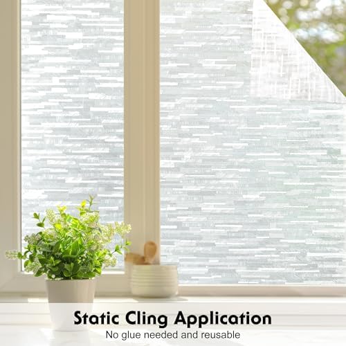 Volcanics Window Privacy Film with Installation Tools, Frosted Glass Window Film, Removable Window Clings for Home Office, Static Cling Opaque Stickers, UV Blocking 35.4 x 78.7 Inches - Image 5