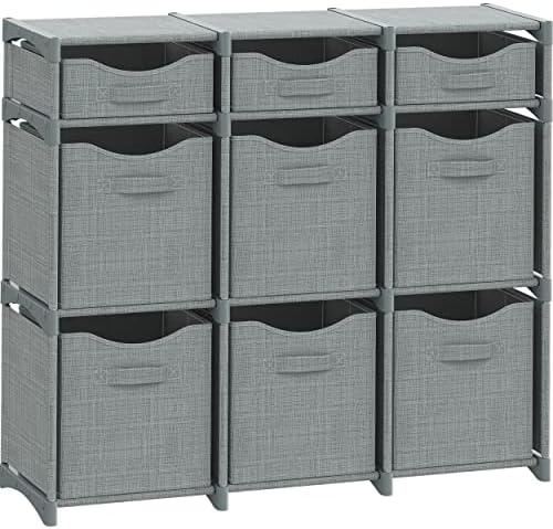 Cube Storage Organizer with Storage Bins Included - The Perfect Closet Organizers and Storage Solution. Includes 9 Storage Cubes, Great For Toy Storage, Closet Storage, Clothes Storage (Grey) by Neaterize