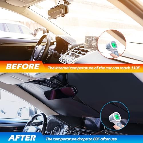 Car Windshield Sun Shade, Foldable Reflective UV Front Sunshade - Image 5