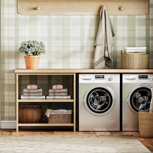 Timeet Modern Peel and Stick Wallpaper Wallpaper Light Green Gray Boho Contact Paper Waterproof Self Adhesive Removable Textured Wall Paper for Bedroom Bathroom Cabinets Wall Decor Vinyl 17.3" x 200" - Image 5
