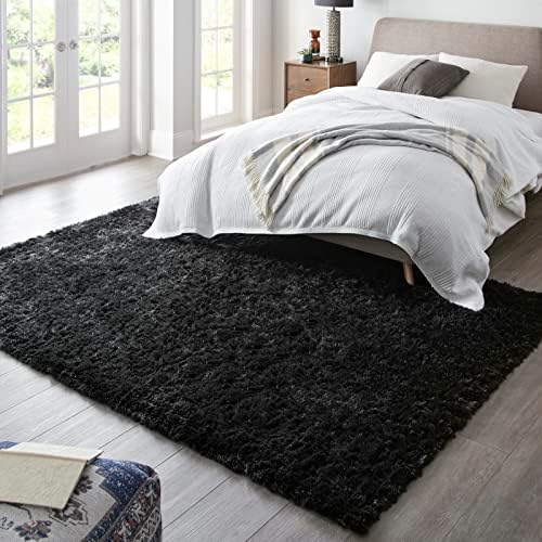 Ophanie 7x10 Black Area Rugs for Living Room,Large Shag Bedroom Carpet,Big Indoor Thick Soft Shaggy Nursery Rug,Fluffy Carpets for Boy and Girls Room Dorm Decor Aesthetic with Over 99 pcs Pile fibers - Image 3