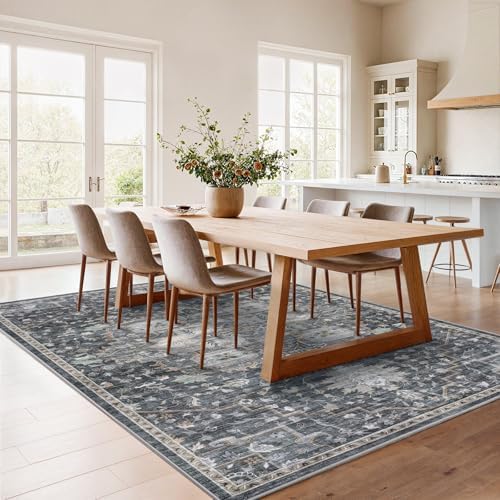 AMADA HOMEFURNISHING 5x7 Area Rugs, Washable Living Room Rug Low-Profile with Non-Slip Backing & Durable Edge Binding, Vintage 5x7 Rugs for Living Room, Bedroom, Dining Room - Image 3
