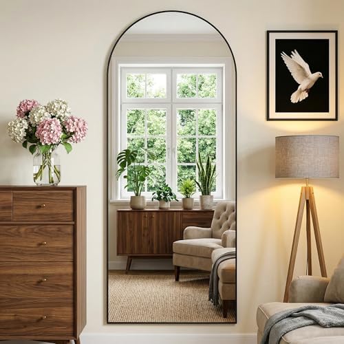 69"x28" Arched Full Length Mirror, Full Body Mirror, Black - Image 2