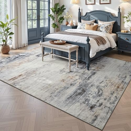 Toneed Washable 7x9 Area Rug with Non-Slip Backing for Living Room - Image 2