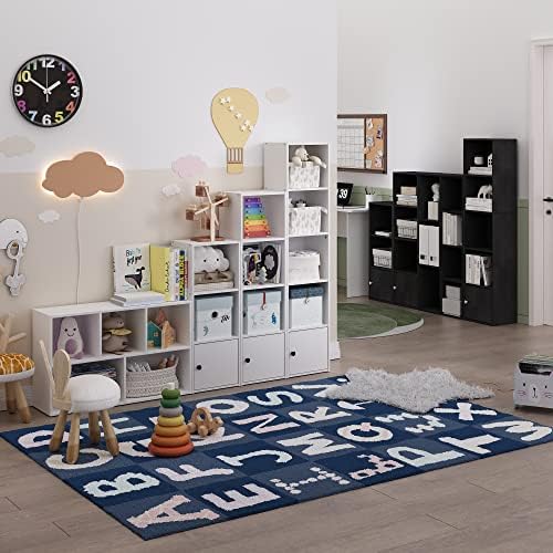 Furinno LUDER Book Shelf, 5-Tier Modern Bookshelf, Bookcase with 1 Door Storage Cabinet, 9.3 x 12 x 52, for Organization and Storage, for Living Room, Bedroom, Home Office, Blackwood - Image 2