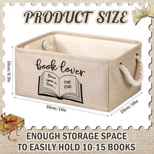 Marsui Book Lover Gifts Book Storage Basket, Reading Corner Organizer Supplies Classroom Storage Bin Bookish Accessories Bookworm Gift for Teacher Club Members Student Reading Corner Accessories - Image 3
